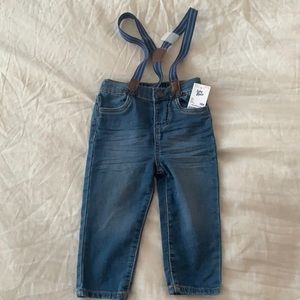 Toddler jeans with suspenders 18m never worn